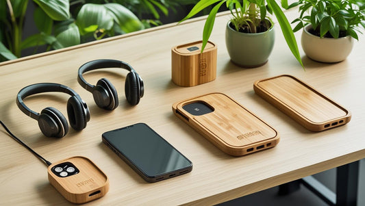 Plastic vs Eco Accessories Comparison: side-by-side comparison of plastic tech accessories and eco-friendly bamboo alternatives