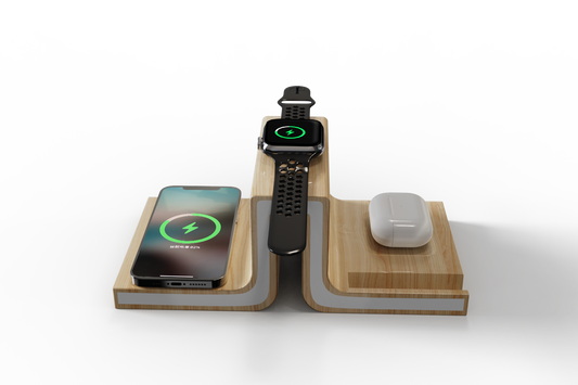 Edsonsoon MT575 Bamboo Wireless Charger – Eco-Friendly Qi-Certified Fast Charging Pad for iPhone, Samsung & Other Devices