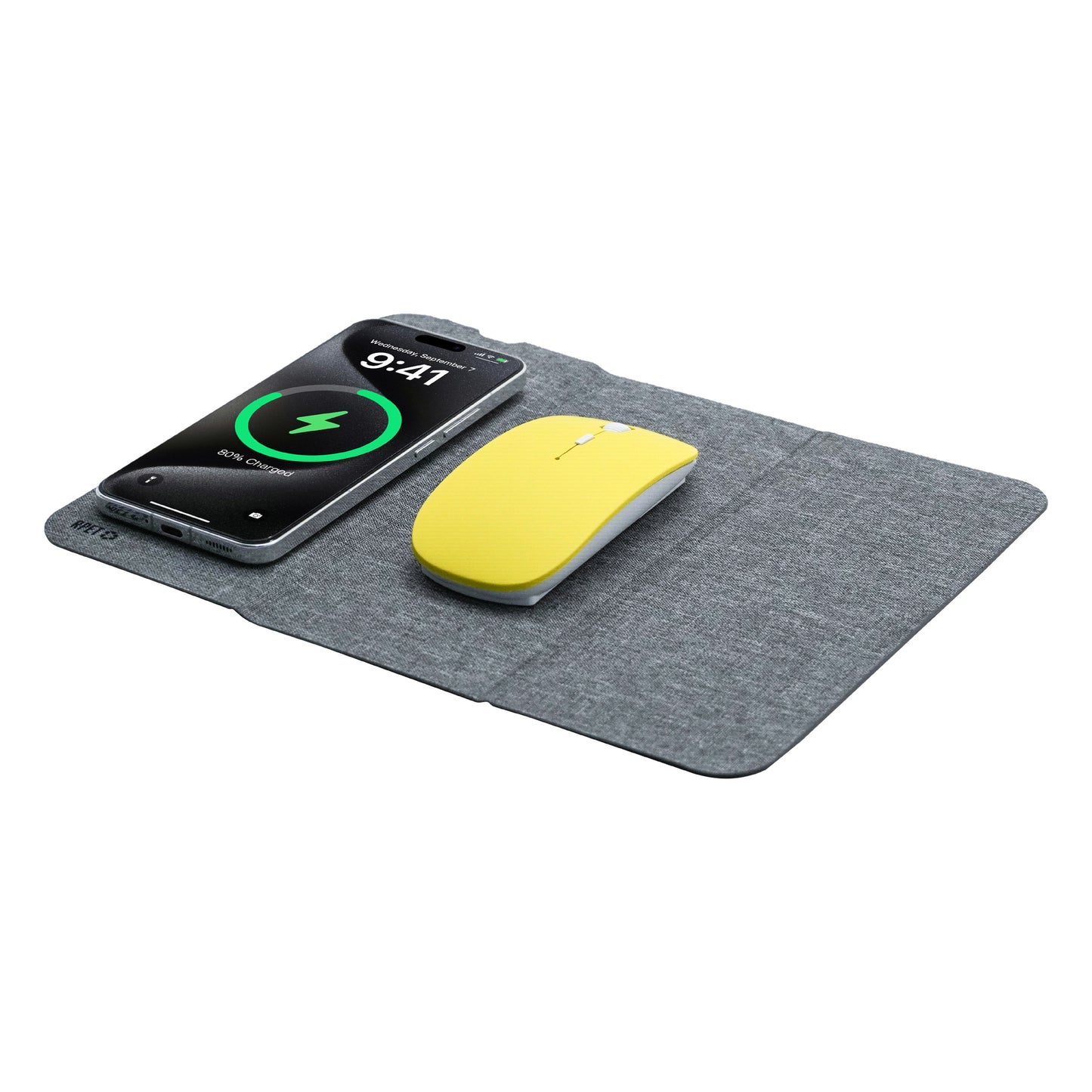 Edsonsoon MTM08 Foldable Mouse Pad with 15W Wireless Charger – Eco-Friendly RPET+PU Desk Mat, Fast Charging Pad for iPhone, Samsung & Qi-Enabled Devices