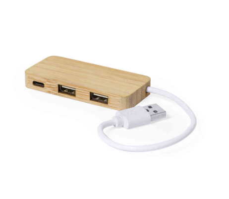 Edsonsoon MT527 Bamboo 3-Port USB 2.0 Hub – Type-C & USB Ports for Desktop, Office & Home