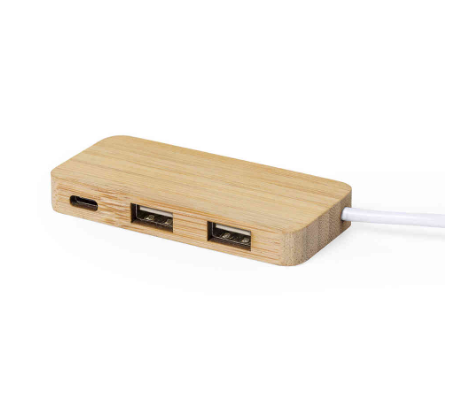 Edsonsoon MT527 Bamboo 3-Port USB 2.0 Hub – Type-C & USB Ports for Desktop, Office & Home