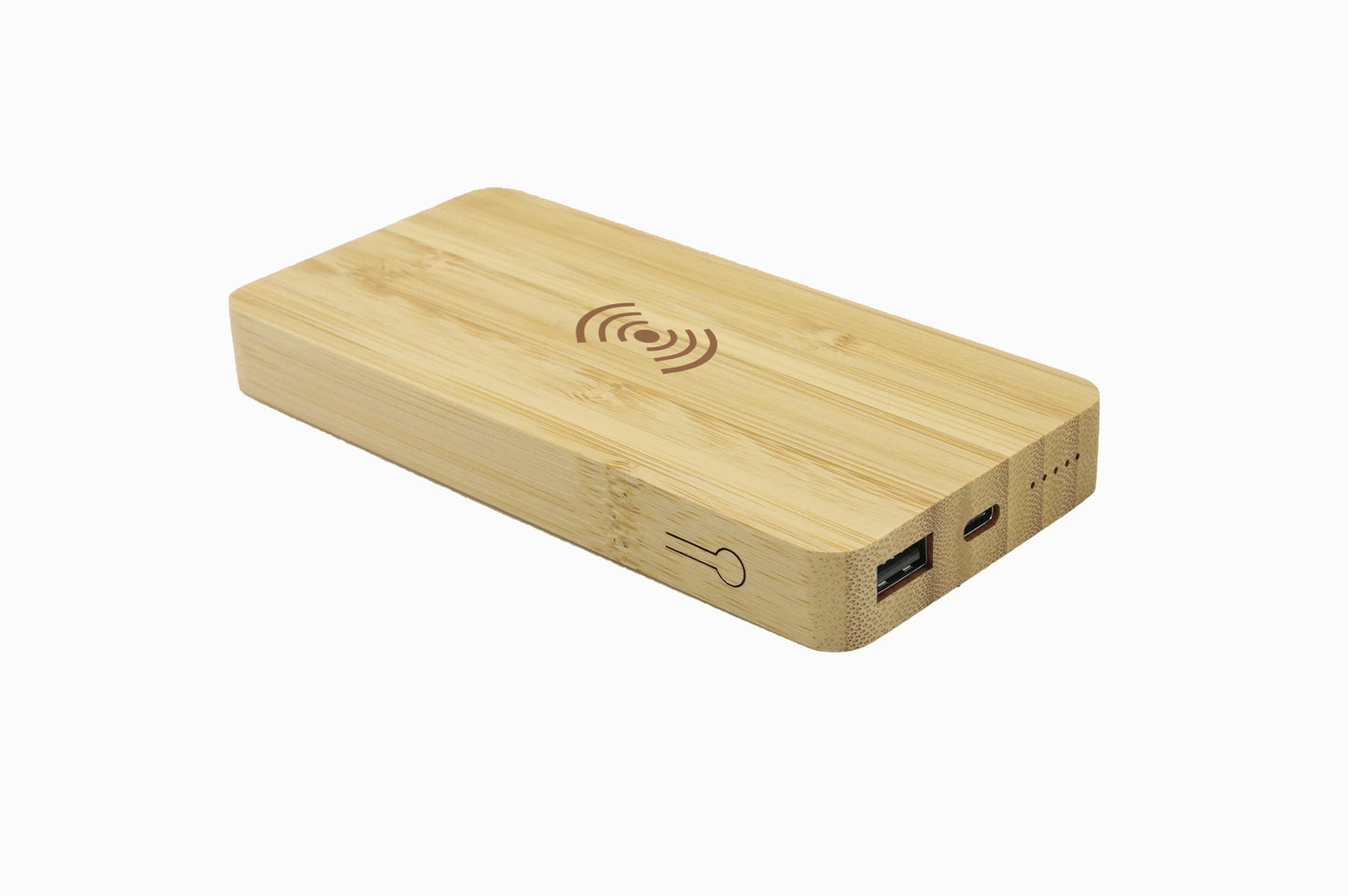 Edsonsoon 5000mAh Bamboo Power Bank – Eco-Friendly Portable Charger with Wireless Charging