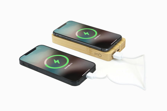 Edsonsoon 5000mAh Bamboo Power Bank – Eco-Friendly Portable Charger with Wireless Charging