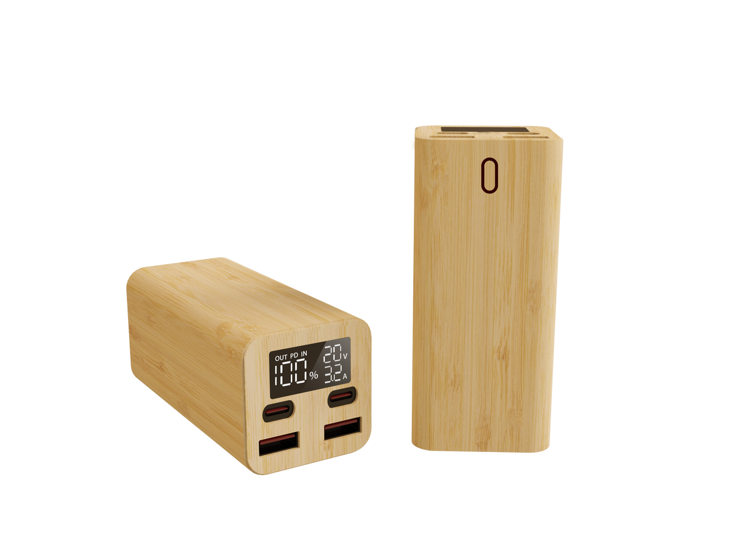 EDSONSOON MT616 Bamboo 20000mAh Power Bank | Dual Type-C PD20W + QC3.0 Fast Charging | Eco-Friendly Portable Charger