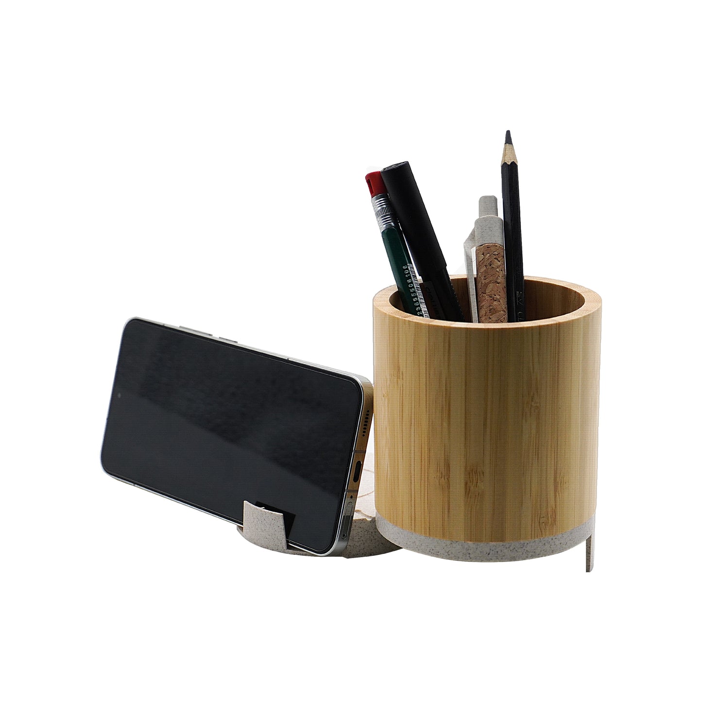 MT506 Bamboo & Wheatstraw Eco Charging Hub Organizer – Wireless Charger + USB Hub + Desk Stand