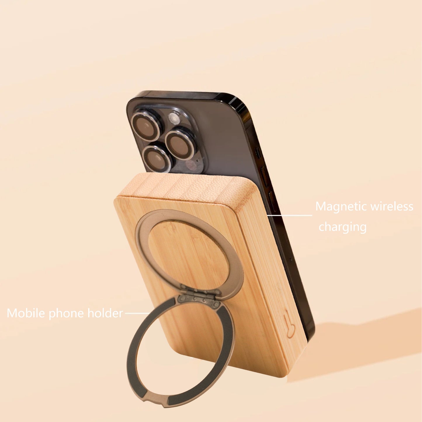 Edsonsoon MT508 EcoMag Bamboo Power Bank – 15W MagSafe Wireless Charger with 20W PD & 18W USB Fast Charging