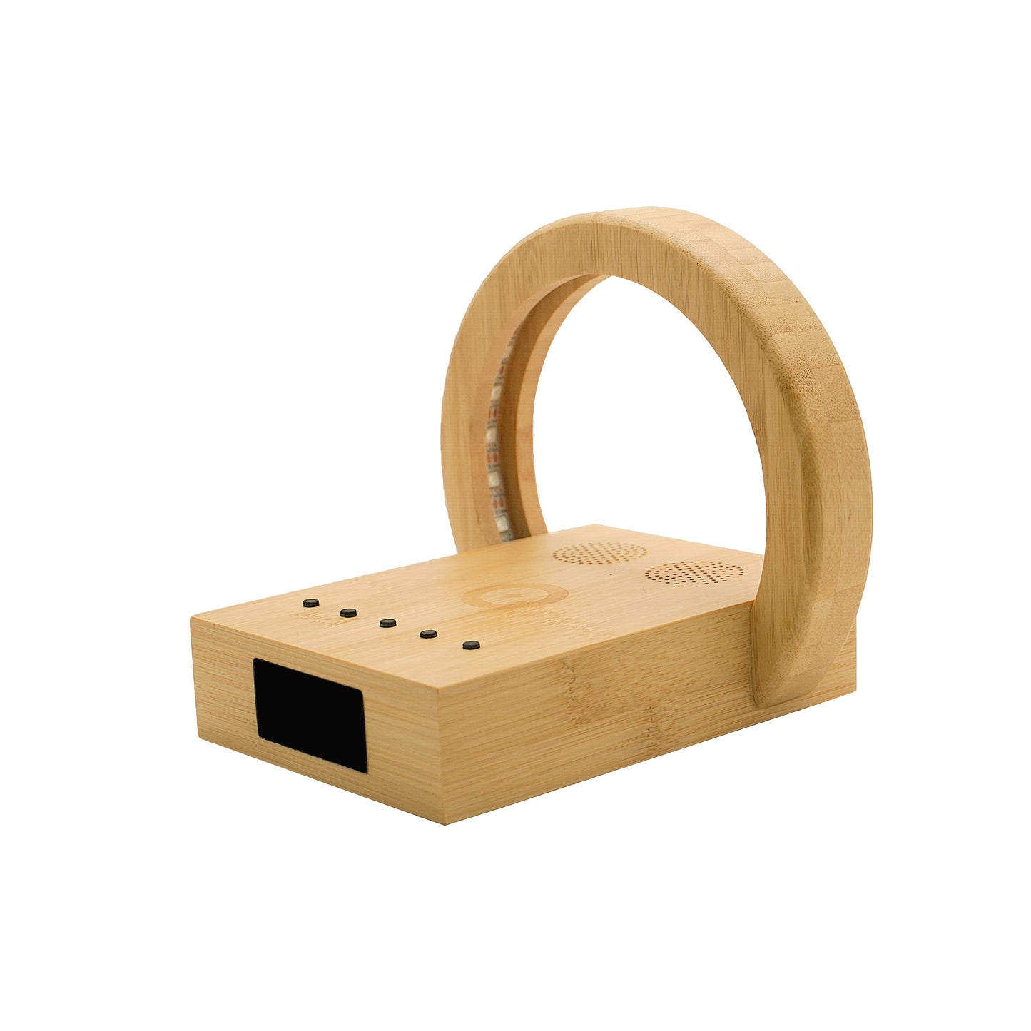 Edsonsoon MT582 Bamboo Wireless Charging Stand with Alarm Clock – 15W Fast Wireless Charger, Eco-Friendly Wooden Design, Qi-Certified Wireless Charging Dock for iPhone, Samsung, and All Qi-Enabled Devices, Modern Sustainable Nightstand Accessory