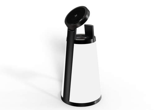 Edsonsoon MT570 Wireless Charger with Table Lamp & Bluetooth Mini Speaker – Multifunctional Desk Accessory for iPhone, Samsung & Qi Devices