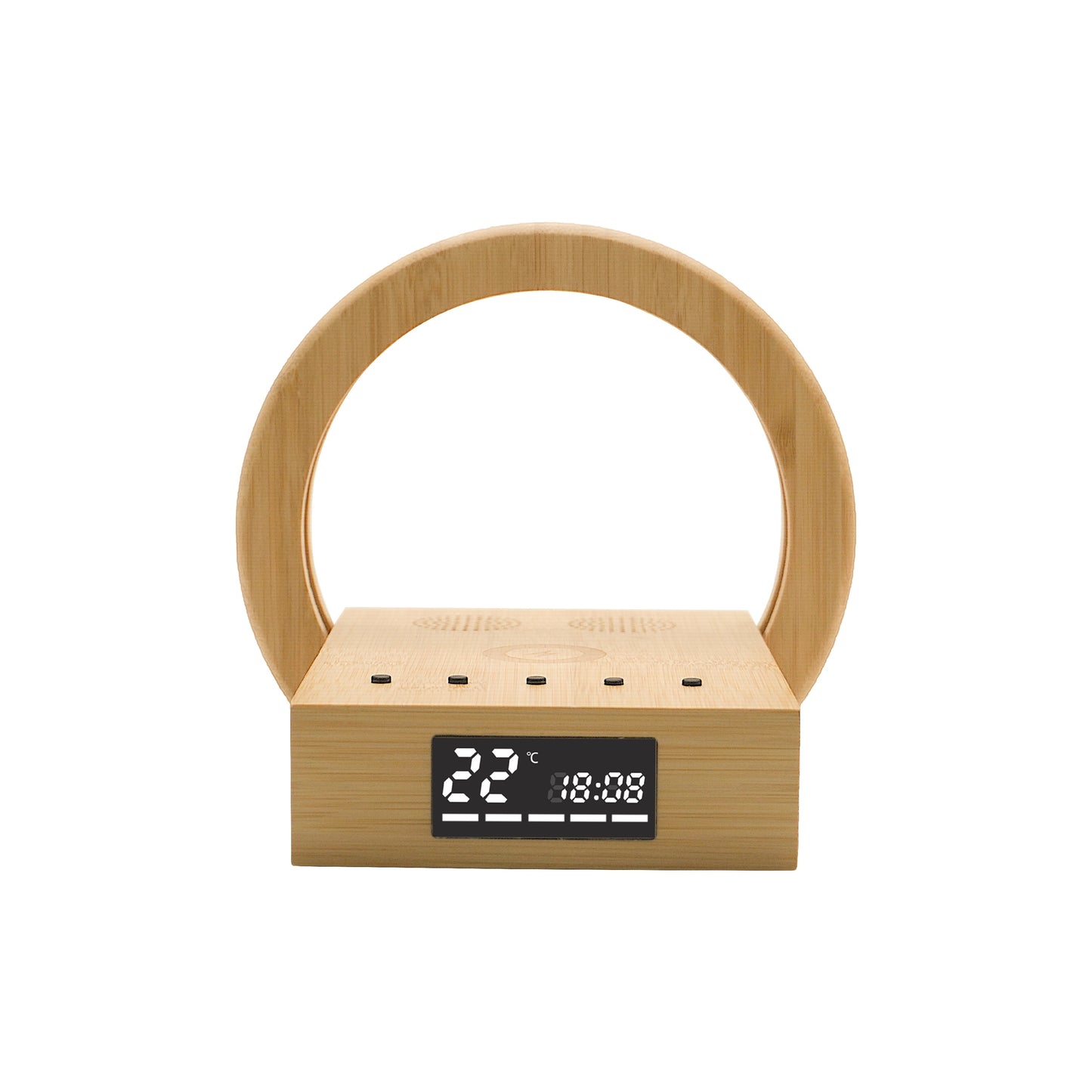 Edsonsoon MT582 Bamboo Wireless Charging Stand with Alarm Clock – 15W Fast Wireless Charger, Eco-Friendly Wooden Design, Qi-Certified Wireless Charging Dock for iPhone, Samsung, and All Qi-Enabled Devices, Modern Sustainable Nightstand Accessory