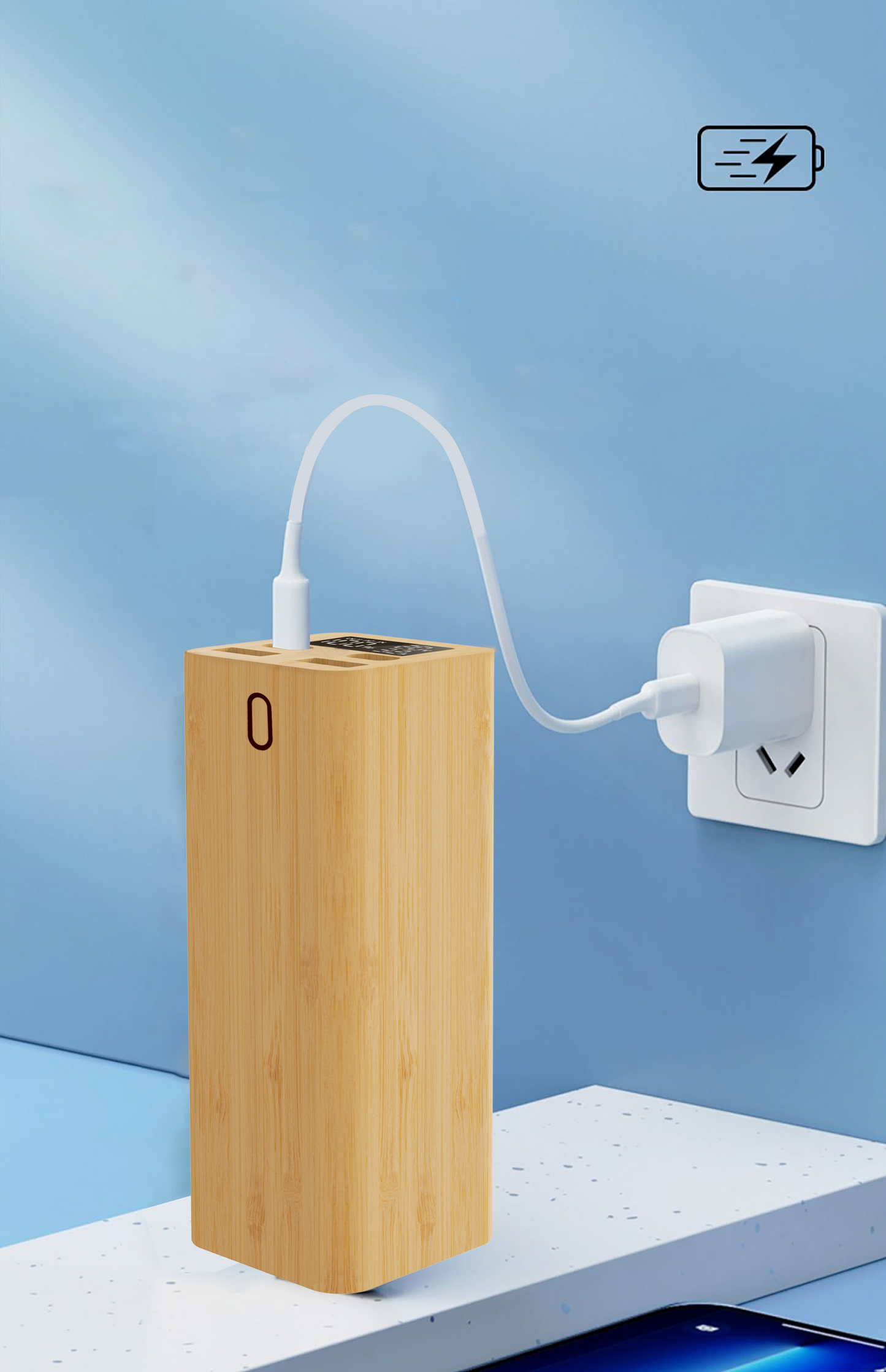 EDSONSOON MT616 Bamboo 20000mAh Power Bank | Dual Type-C PD20W + QC3.0 Fast Charging | Eco-Friendly Portable Charger