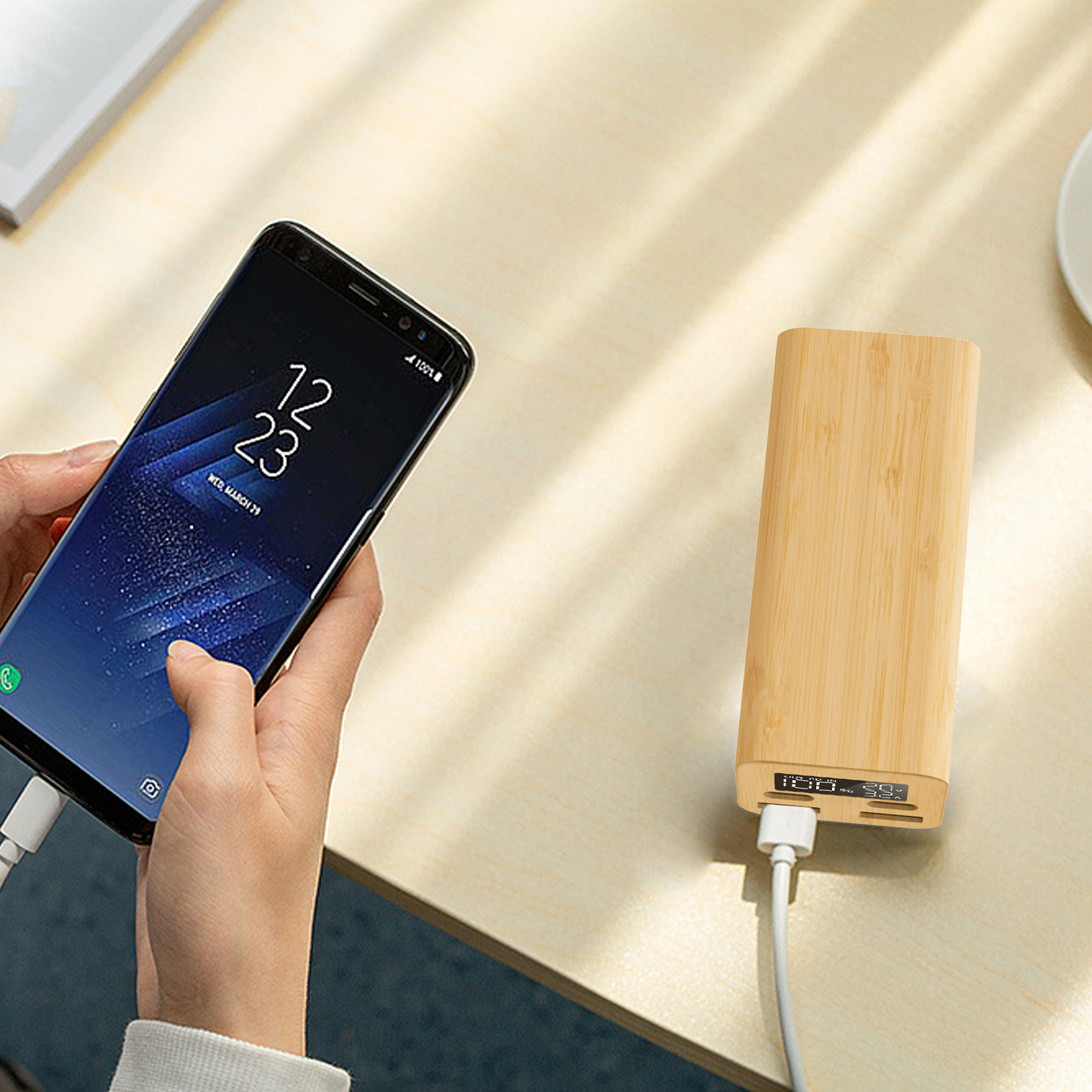 EDSONSOON MT616 Bamboo 20000mAh Power Bank | Dual Type-C PD20W + QC3.0 Fast Charging | Eco-Friendly Portable Charger