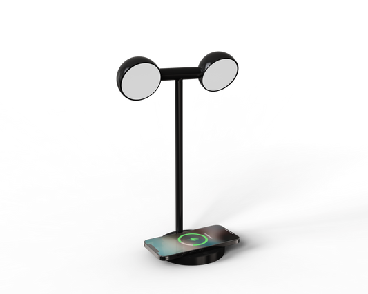 Edsonsoon MT568 Bamboo Wireless Charger with Built-in Table Lamp – Fast Qi Charging for iPhone, Samsung & Qi Devices