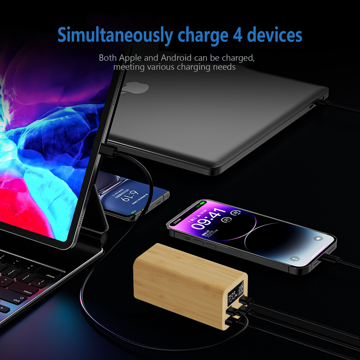 EDSONSOON MT616 Bamboo 20000mAh Power Bank | Dual Type-C PD20W + QC3.0 Fast Charging | Eco-Friendly Portable Charger
