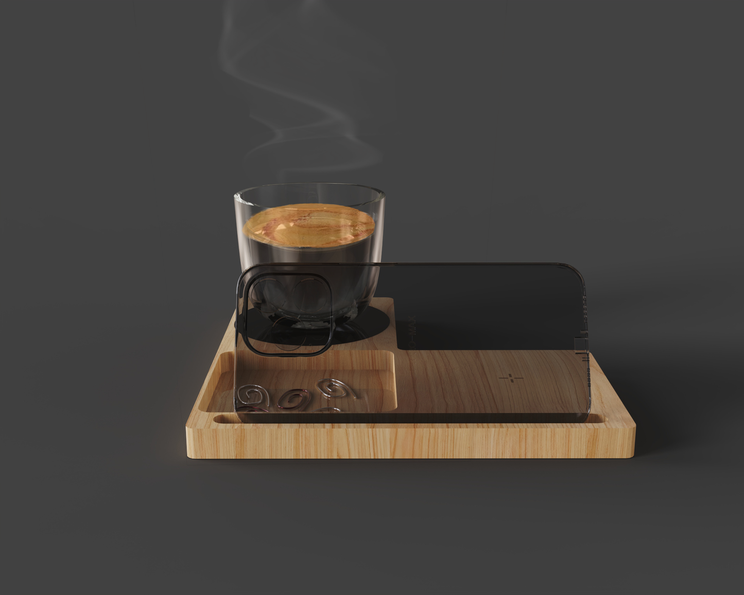 Edsonsoon MT549 Bamboo Cup Warmer & Wireless Charger – 10W/15W Fast Charging Desk Organizer for iPhone, Samsung & Qi Devices