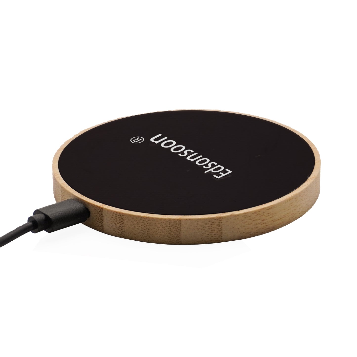 MT504 Bamboo Wireless Charging Pad with Glow Logo – 15W Fast Eco-Friendly Charger