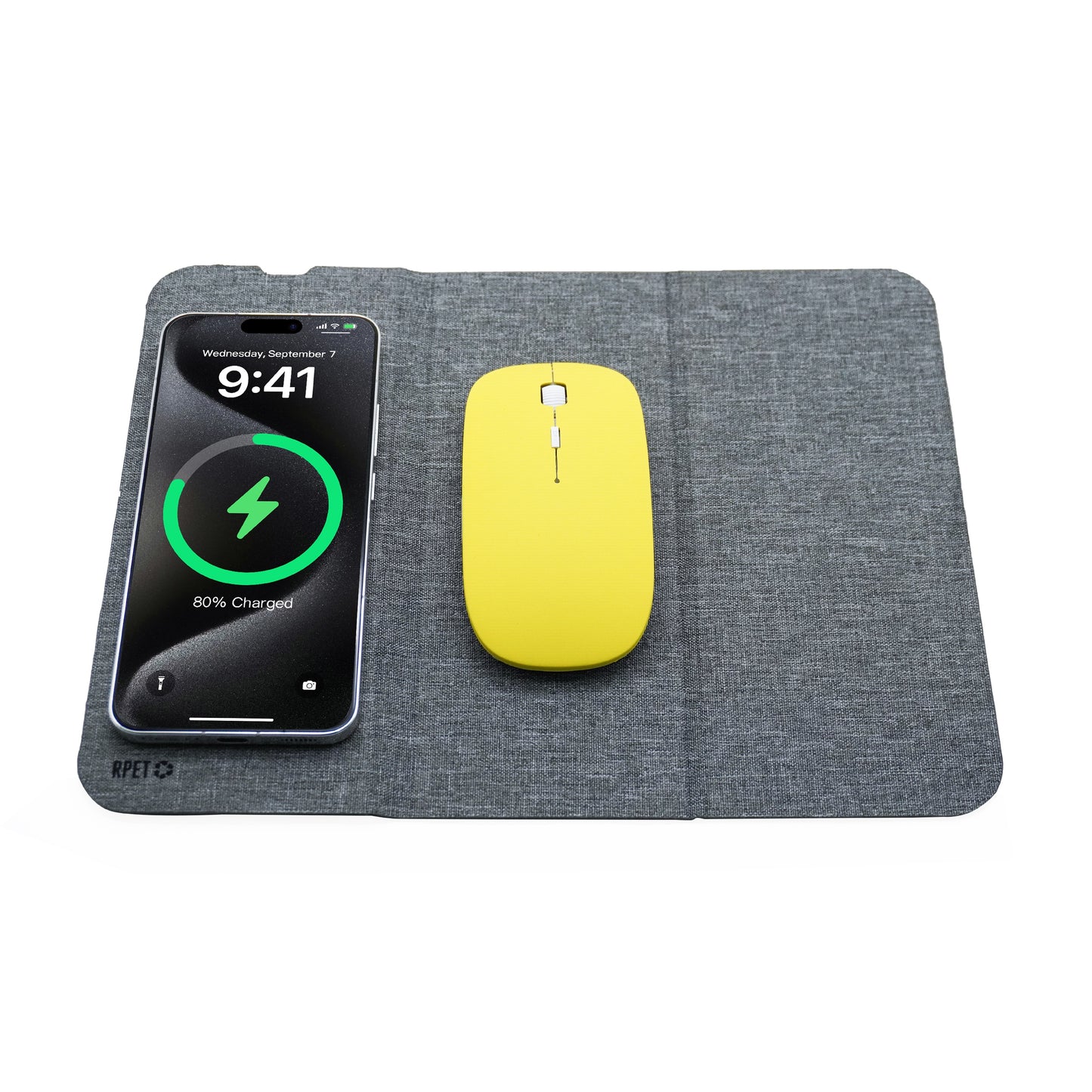 Edsonsoon MTM08 Foldable Mouse Pad with 15W Wireless Charger – Eco-Friendly RPET+PU Desk Mat, Fast Charging Pad for iPhone, Samsung & Qi-Enabled Devices