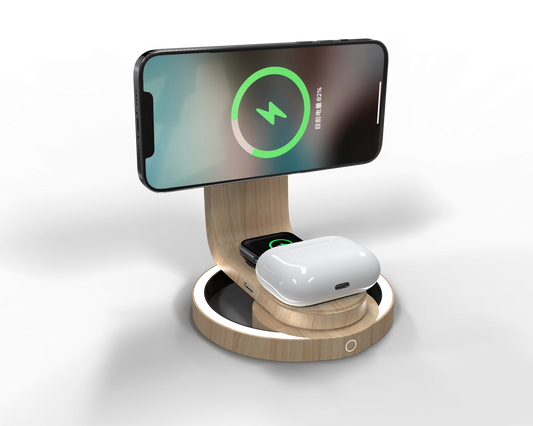 Edsonsoon MT578 Bamboo Wireless Charger – Fast Charging Eco-Friendly Pad for Home, Office & Workspaces, Compatible with iPhone, Samsung & Qi Devices