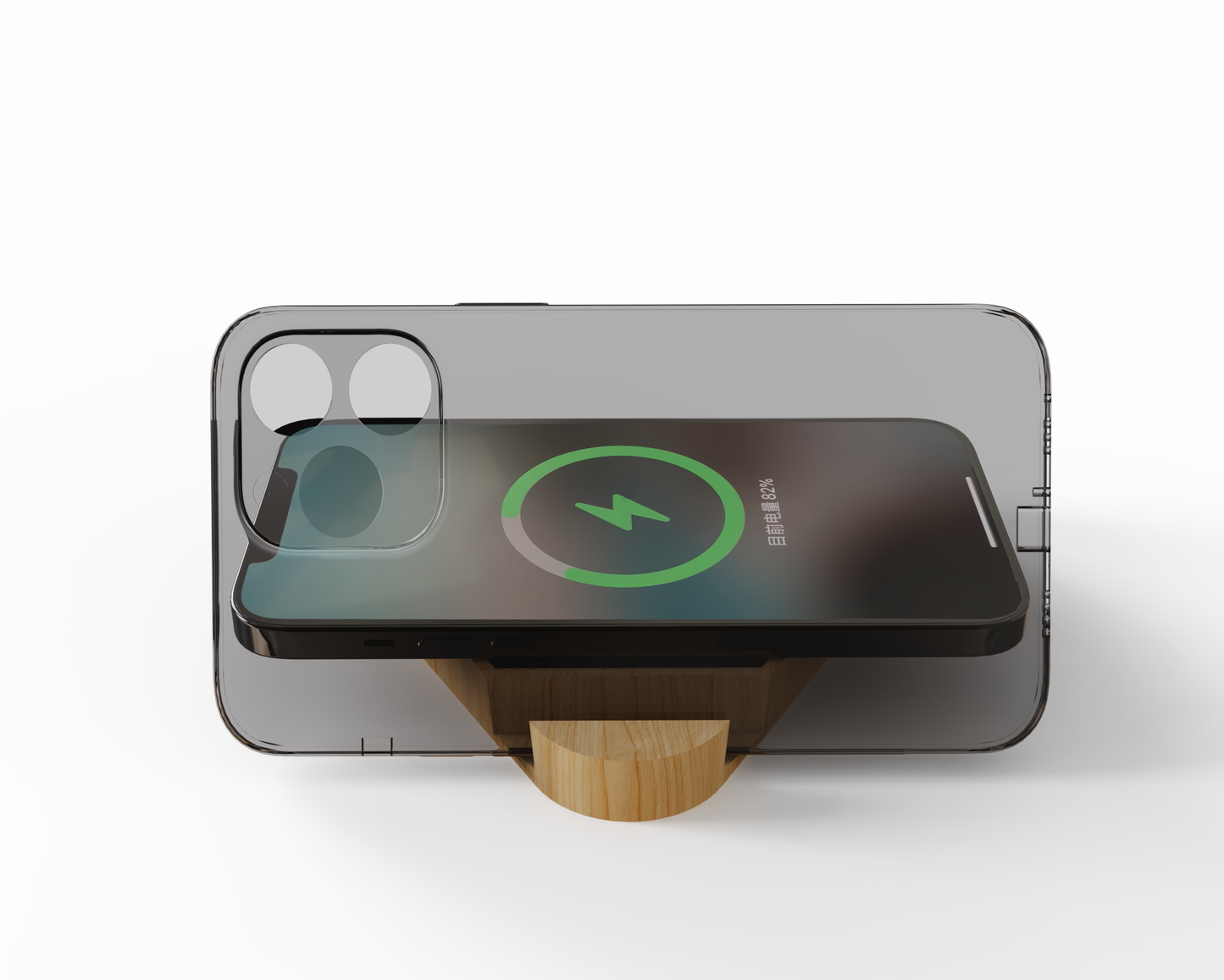 Edsonsoon MT561 Bamboo Wireless Charger with Custom Glow Logo, Phone Holder & Ambient Lamp – Fast Qi Charging