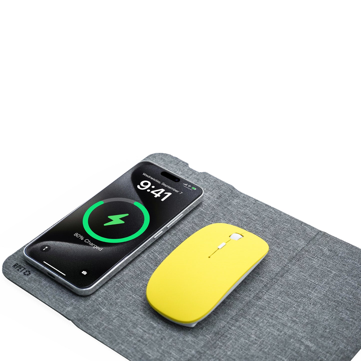 Edsonsoon MTM08 Foldable Mouse Pad with 15W Wireless Charger – Eco-Friendly RPET+PU Desk Mat, Fast Charging Pad for iPhone, Samsung & Qi-Enabled Devices