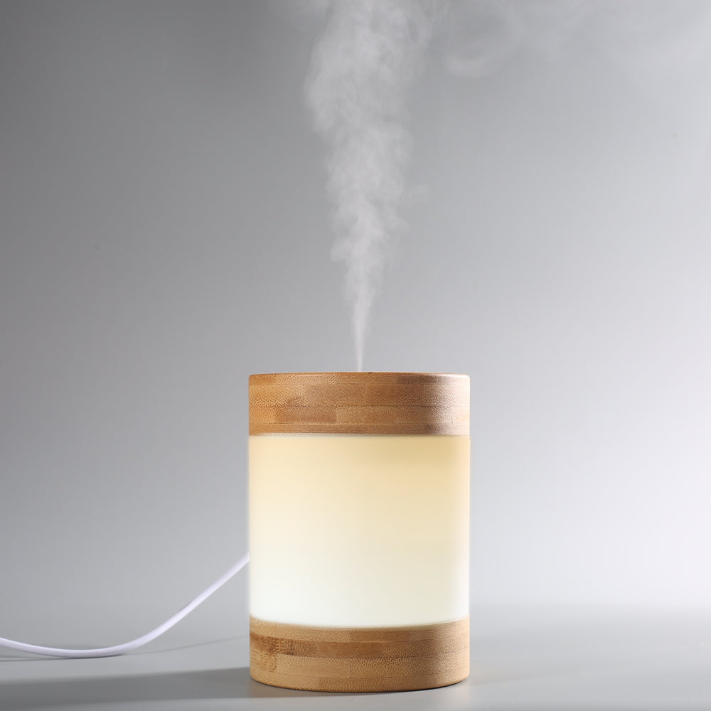 Edsonsoon MT529 Bamboo Humidifier with LED Night Light – Stylish Eco-Friendly Design, Continuous Vaporizer, Quiet Air Moisturizer for Rooms up to 25m²