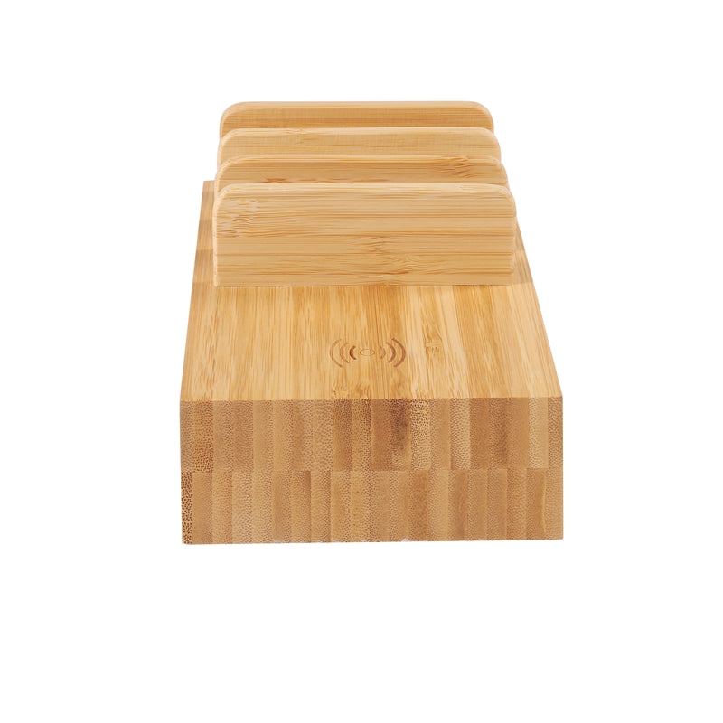 Edsonsoon MT514 Bamboo Wireless Charger with Multiple Outputs – Fast Charging Pad for iPhone, Samsung & Other Mobile Devices, Eco-Friendly Wooden Charging Station