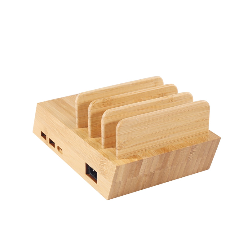 Edsonsoon MT514 Bamboo Wireless Charger with Multiple Outputs – Fast Charging Pad for iPhone, Samsung & Other Mobile Devices, Eco-Friendly Wooden Charging Station
