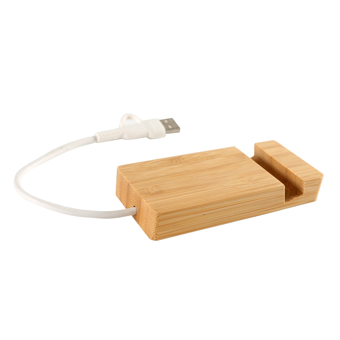 Edsonsoon MT525 Bamboo 3-Port USB Hub with Phone Holder – Type-C & USB Ports for Desktop & Office