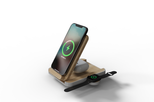 Edsonsoon MT574 Bamboo Wireless Charger – 15W Fast, Eco-Friendly Charging Pad for iPhone, Samsung & Qi-Enabled Devices