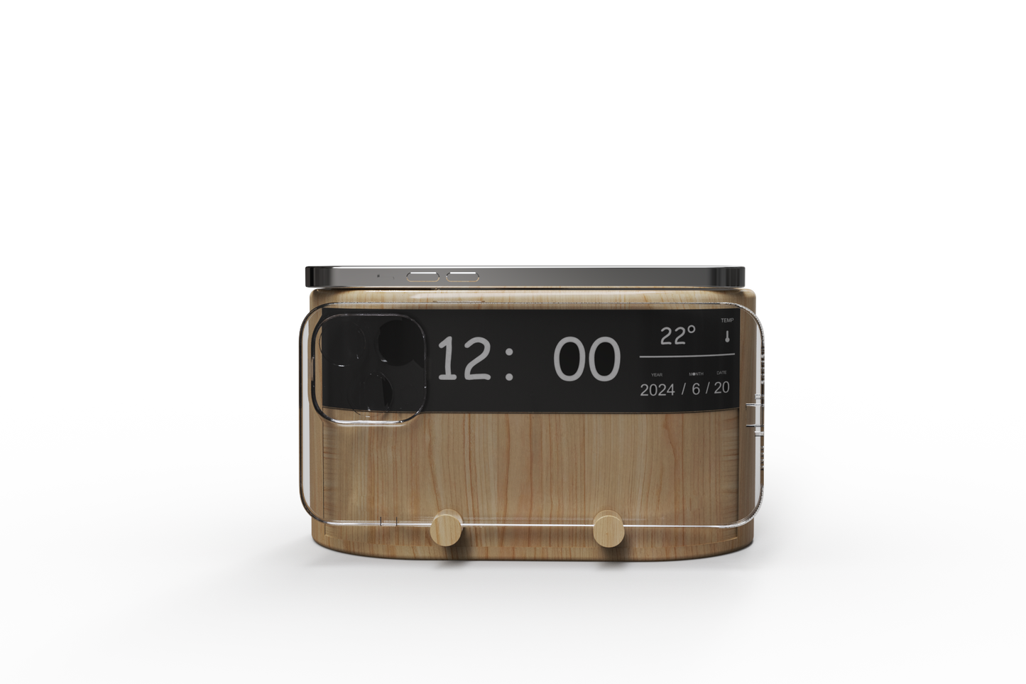 Edsonsoon MT571 Bamboo Wireless Charger with Alarm Clock & Desk Organizer – Fast Charging for Smartphones and Tablets