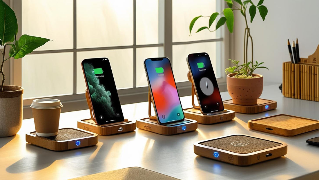 Bamboo Wireless Charger Product Image: Edsonsoon bamboo wireless charger showcasing natural sustainable design