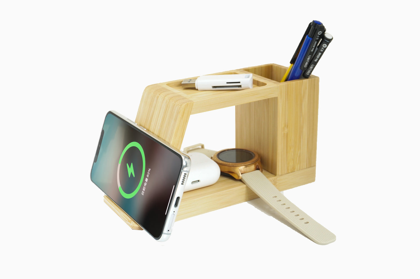 Bamboo Wireless Charger & Pen Stand MT548