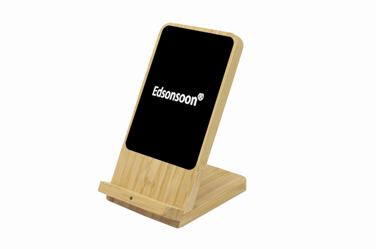 Edsonsoon MT554 Bamboo Wireless Charger – 15W Fast Charging Pad with Custom Glow Logo & Type-C Input