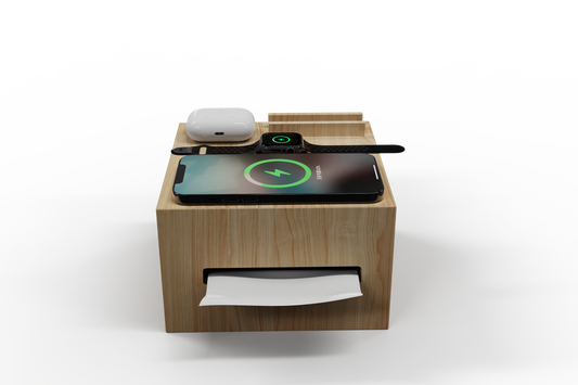Edsonsoon MT572 – 3-in-1 Bamboo Wireless Charger 5W 10W 15W with Fast Charging