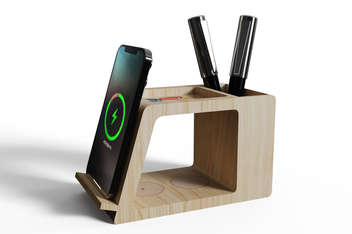 Bamboo Wireless Charger & Pen Stand MT548