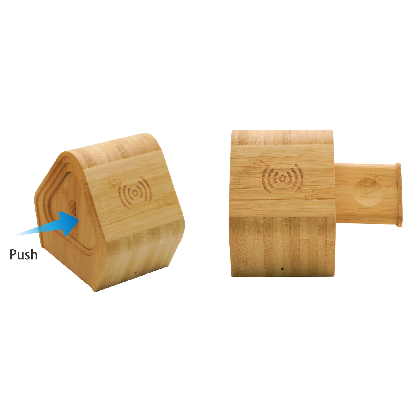 MT501 Bamboo Wireless Charging Dock – Eco-Friendly 3-in-1 Fast Charger for Phone, Watch & Earbuds