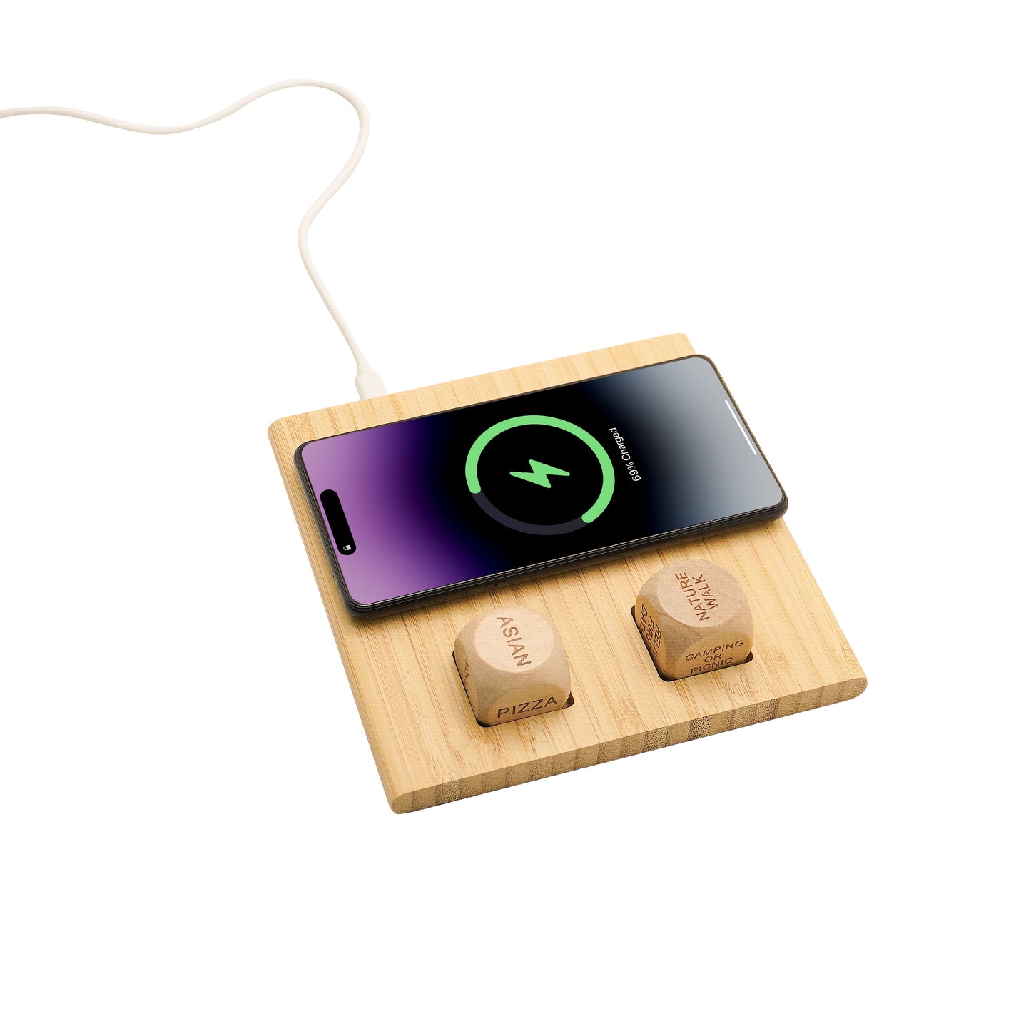 MT627 Gaming Board Wireless Charger with Dice – 3-in-1 Fast Charging Pad with USB-C & Dual USB-A Outputs, Fun Couple & Party Dice Game