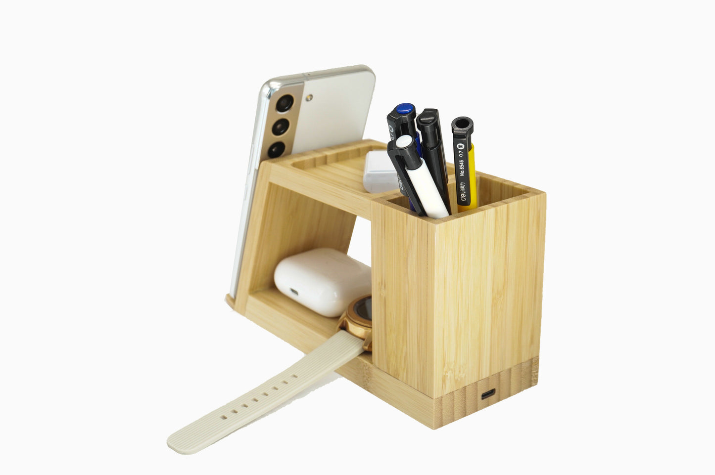 Bamboo Wireless Charger & Pen Stand MT548