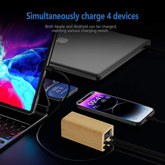 EDSONSOON MT616 Bamboo 20000mAh Power Bank | Dual Type-C PD20W + QC3.0 Fast Charging | Eco-Friendly Portable Charger
