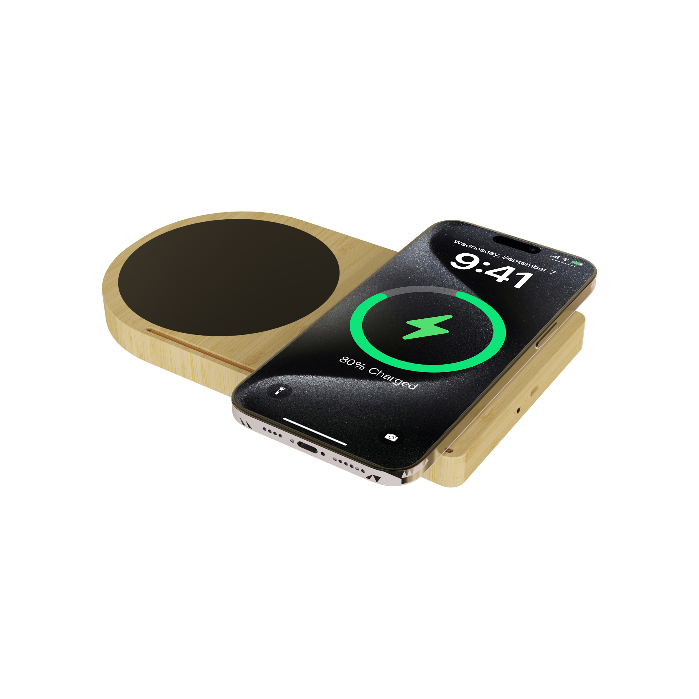 Bamboo Wireless Charger With Cup Warmer And LED Light