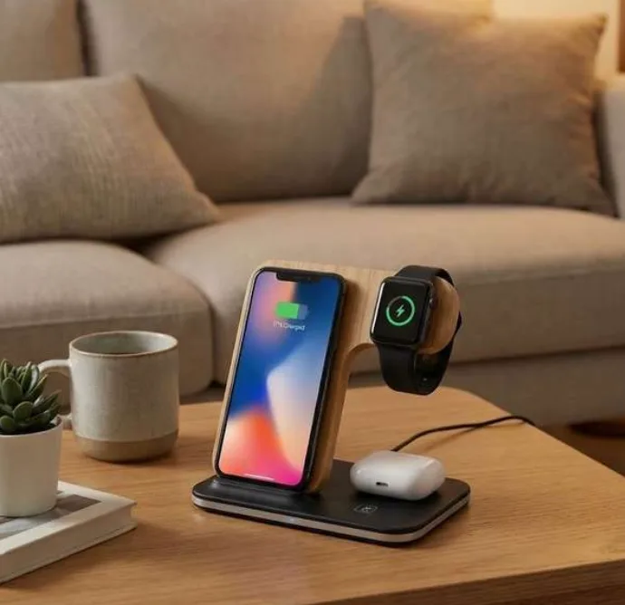Bamboo 3-in-1 Wireless Charging Station