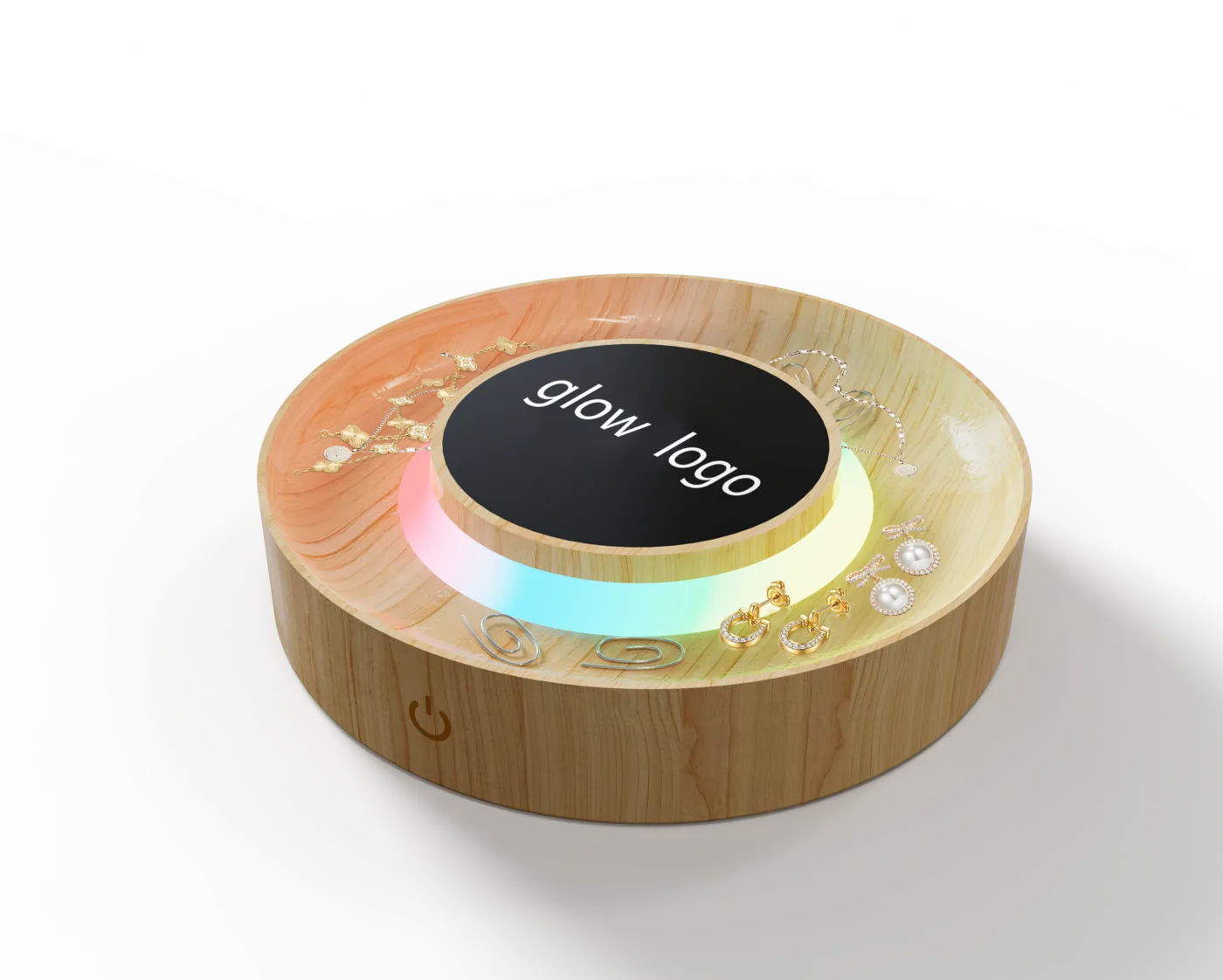 MT562 Bambus Wireless-Charger mit Glow-Logo, Telefonhalter, Organizer & Ambie...