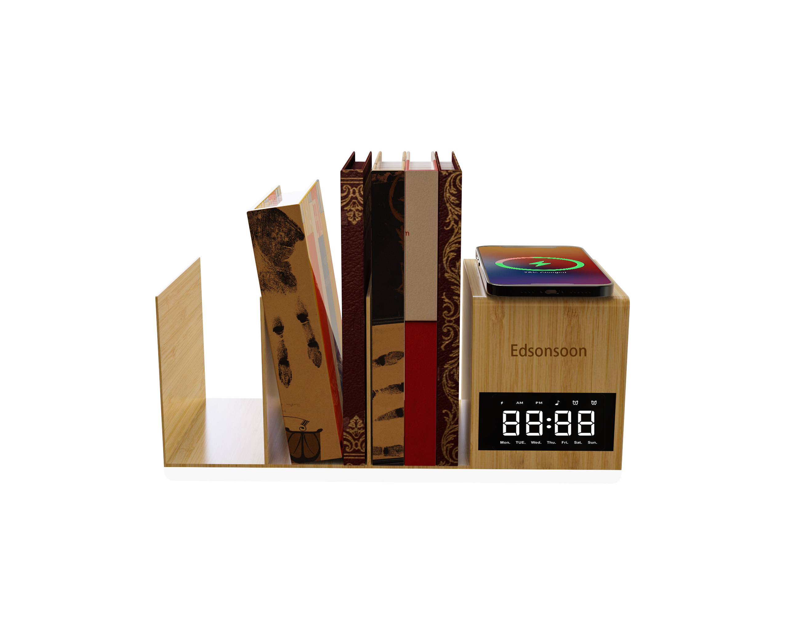 MT581 Bamboo Wireless Charger & Alarm Clock