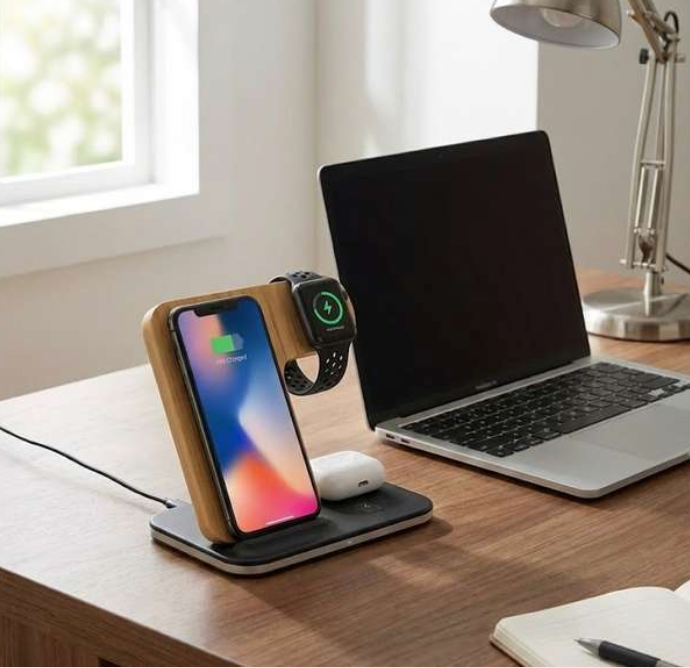 Bamboo 3-in-1 Wireless Charging Station